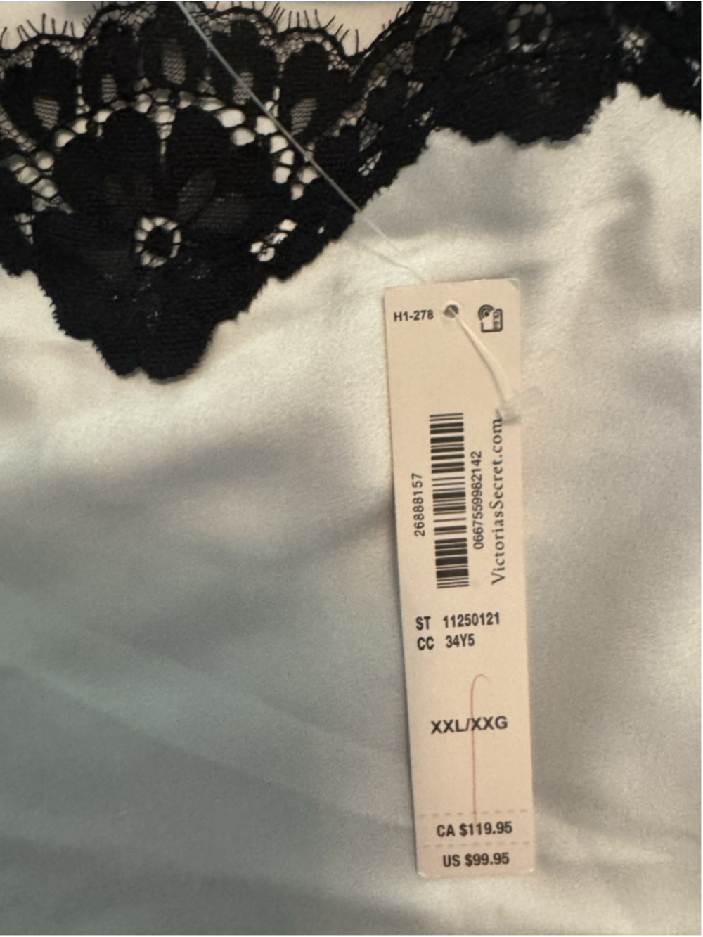 Victoria’s Secret Satin Ivory Black Lace-Trim Cami & Midi Skirt Set XXL NEW NWT - Picture 13 of 15